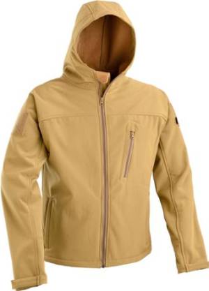 DEFCON 5 SOFT SHELL JACKET WITH FIXED HOOD COYOTE TAN ( M)