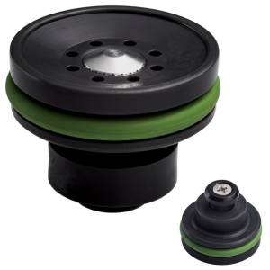 TESTA PISTONE IN TECNOPOLIMERO CARICATO CON FIBRA DI CARBONIO, CONCEPITA PER RAFFICHE VELOCI E PER MIGLIORARE LA SILENZIOSITÀ DELLA REPLICA