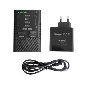 Gens Ace iMars mini G-Tech USB-C 2-4S 60W 
RC Battery Charger with Power Supply Adapter 
and Adpter Cable-EU